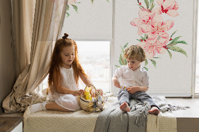 Store enrouleur Fleur rose