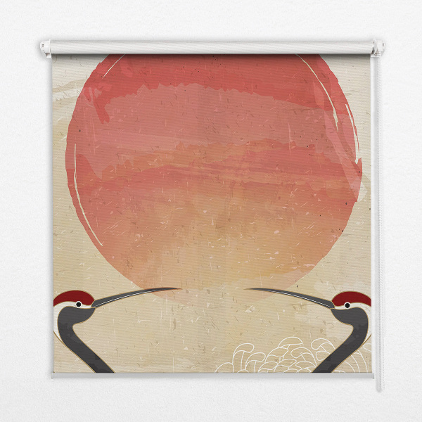 Store intérieur Grues au coucher du soleil