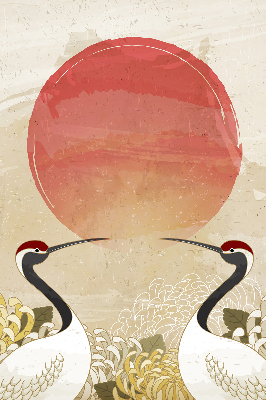 Store intérieur Grues au coucher du soleil