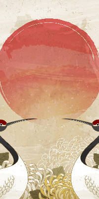 Store intérieur Grues au coucher du soleil