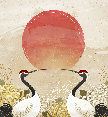 Store intérieur Grues au coucher du soleil