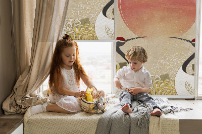 Store intérieur Grues au coucher du soleil