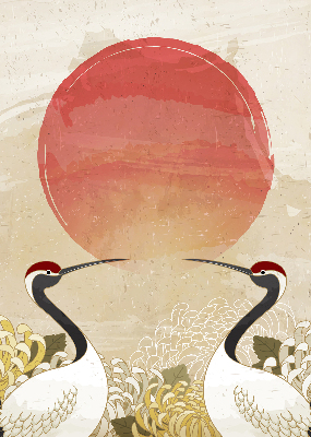 Store intérieur Grues au coucher du soleil