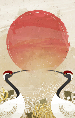 Store intérieur Grues au coucher du soleil