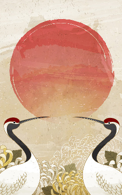 Store intérieur Grues au coucher du soleil