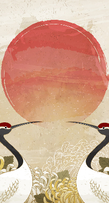 Store intérieur Grues au coucher du soleil