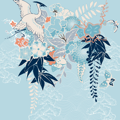 Store enrouleur Héron en fleurs