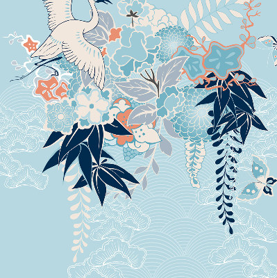 Store enrouleur Héron en fleurs