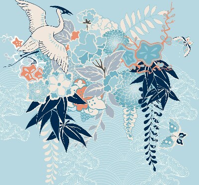 Store enrouleur Héron en fleurs