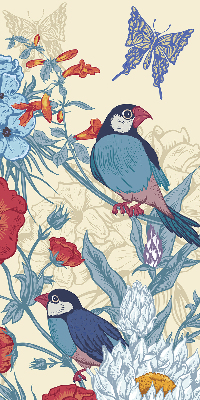 Store intérieur Des oiseaux parmi les fleurs
