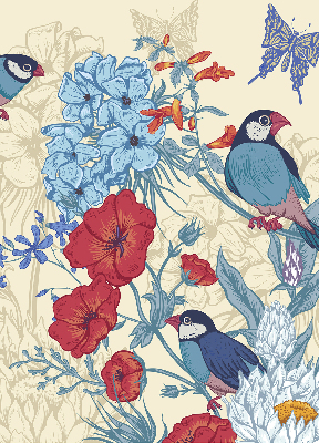 Store intérieur Des oiseaux parmi les fleurs