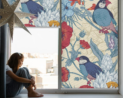 Store intérieur Des oiseaux parmi les fleurs