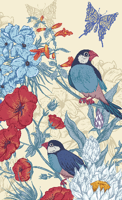 Store intérieur Des oiseaux parmi les fleurs