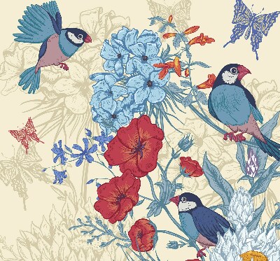 Store intérieur Des oiseaux parmi les fleurs