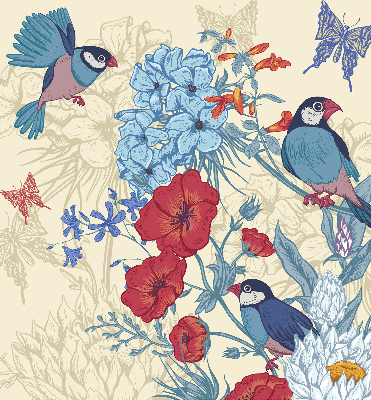 Store intérieur Des oiseaux parmi les fleurs