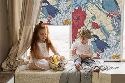 Store intérieur Des oiseaux parmi les fleurs