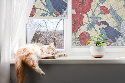Store intérieur Des oiseaux parmi les fleurs