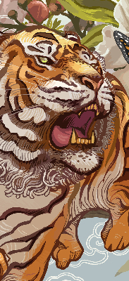 Store intérieur Tigre en fleurs