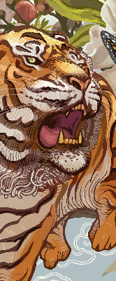 Store intérieur Tigre en fleurs