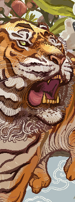 Store intérieur Tigre en fleurs