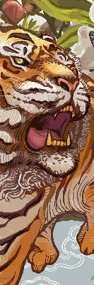 Store intérieur Tigre en fleurs