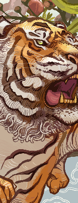 Store intérieur Tigre en fleurs