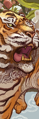 Store intérieur Tigre en fleurs