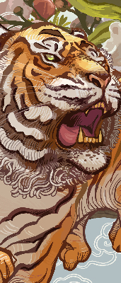 Store intérieur Tigre en fleurs