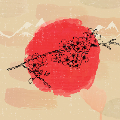 Store intérieur Fleurs dans un cercle rouge