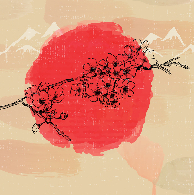 Store intérieur Fleurs dans un cercle rouge