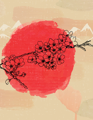 Store intérieur Fleurs dans un cercle rouge