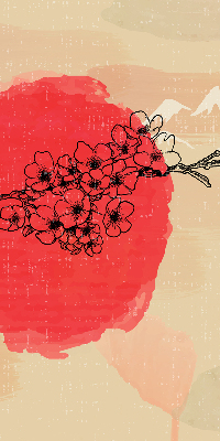 Store intérieur Fleurs dans un cercle rouge