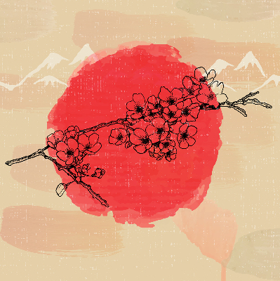 Store intérieur Fleurs dans un cercle rouge