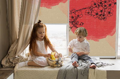 Store intérieur Fleurs dans un cercle rouge