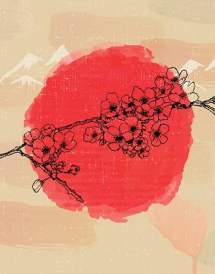 Store intérieur Fleurs dans un cercle rouge