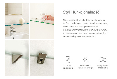 Tablette murale en verre securit semi-transparente