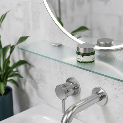 Tablette murale en verre securit semi-transparente