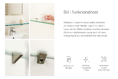 Tablette murale en verre securit semi-transparente