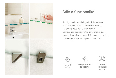 Tablette murale en verre securit semi-transparente