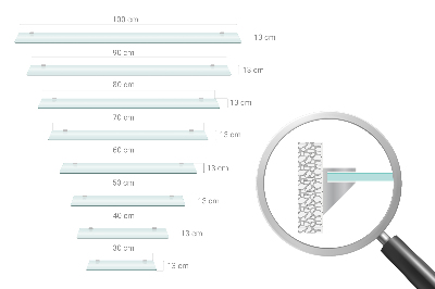 Tablette murale en verre securit semi-transparente