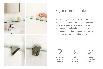 Tablette murale en verre securit semi-transparente