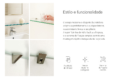 Tablette murale en verre securit semi-transparente