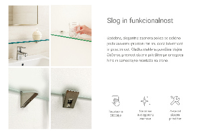 Tablette murale en verre securit semi-transparente