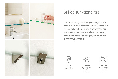 Tablette murale en verre securit semi-transparente