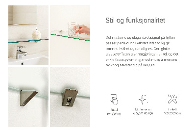 Tablette murale en verre securit semi-transparente