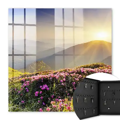 Tableau lever de soleil sur la montagne