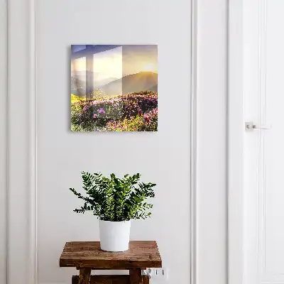 Tableau lever de soleil sur la montagne
