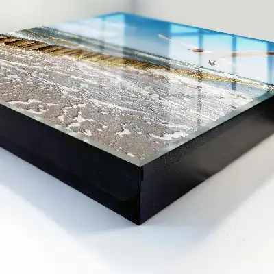 Tableau paysage marin avec mouette sur la plage