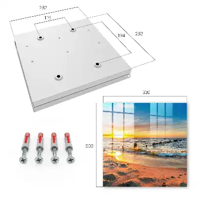 Tableau représentant un coucher de soleil sur la mer avec une plage