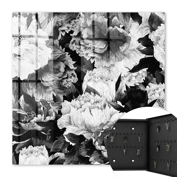 Tableau fleurs noires et blanches harmonieuses